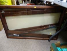 Wall hanging display cabinet with shelves and track for model railway display