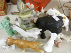Parcel of animal ornaments including Sylvac dog etc