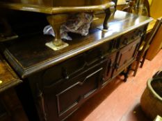 Polished Jacobean style railback sideboard with barley twist supports