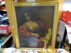 Oil on canvas - classical portrait of a lady reading a book