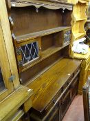 Nice rustic linenfold 'Old Charm' dining suite of refectory style table, four dining chairs with