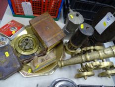 Parcel of mainly decorative metalware including cannon, scales, miner's lamp etc