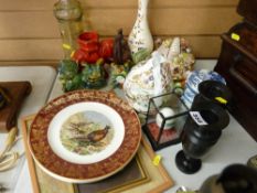 Parcel of mixed prints and porcelain including Temple Dogs etc