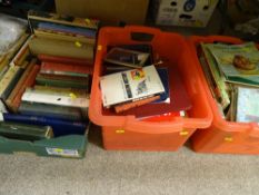 Two tubs and a box of mixed books