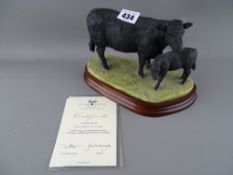 Border Fine Arts Welsh black cow and calf with certificate