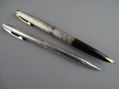 Sheaffer pens - Lady 925 Seaspray fountain pen and a sterling silver pencil in 'Grapes & Vines'