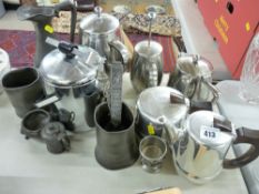 Items of pewter, electroplate and Picquot ware