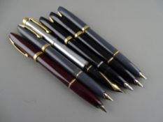 Sheaffer pens - Targa fountain pen and five Imperial I fountain pens