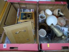 Two boxes of mixed items, CDs, glassware, pottery etc