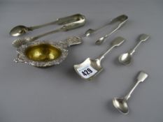Quantity of silver and EP teaspoons, tongs etc