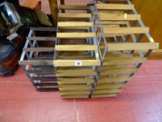 Parcel of three metal and wood wine racks