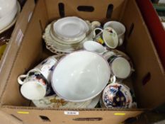 Box of mixed porcelain including Gaudy Welsh etc