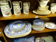 Graduated trio of Staffs jugs, Gainsborough teaware and a large parcel of blue and white dresser