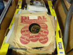 Box of vintage gramophone records