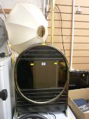 Retro style Dimplex electric heater and a brass effect standard lamp and shade E/T