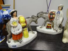 Staffs donkey and boy and girl figures entitled 'Sand' and 'Beesums'