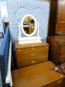 Single divan bed and mattress, modern wood effect five drawer compactum and matching four drawer