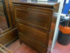 Stacking bureau with two fall fronts over two base drawers