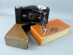 Folding autographic Brownie camera, no. 2 by Kodak in a vintage Soho Cadet box
