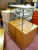 Parcel of furniture comprising pair of modern light wood veneer four drawer chests, six drawer