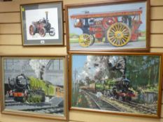 Parcel of steam related woolwork pictures