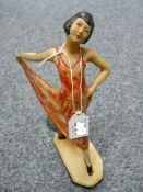 Art Deco hand painted pottery figurine