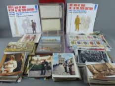 Collection of vintage postcards and ephemera, predominantly military with an album of planes, trains