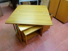 Teak multi-purpose mobile games/nest of tables combi