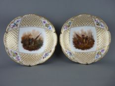 Pair of Dresden Helena Wolfsohn hand painted shallow bowls