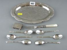 Hallmarked silver matchbox holder, set of six EP apostle spoons etc