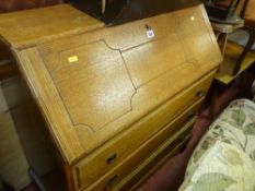Light wood three drawer mahogany bureau