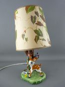 Barstow bambi type pottery lamp and shade