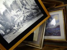 Box of prints, frames etc