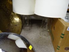 Pair of glass based table lamps and a circa 1980's hanging ceiling lamp
