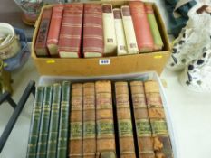 Small plastic crate and a box of vintage books including six volumes of 'Cassell's History of