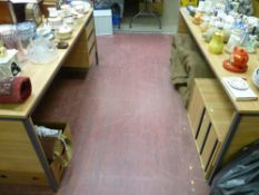 Pair of modern office desks and a three drawer filing chest