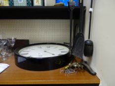 Reproduction wall clock and a parcel of fire irons
