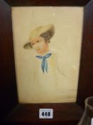 Attributed to OZIAS HUMPHREY watercolour - head and shoulders study of a bonneted lady, original