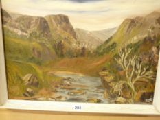 R O'CONNOR oil on board - entitled verso 'River Coe, Scotland, 1970', initialled, 39 x 49 cms