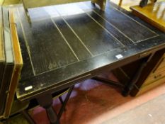 Vintage black topped draw leaf table