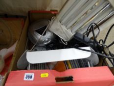 Box of small electricals and a quantity of music CDs