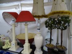 Three pairs of decorative table lamps and two others