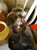 Cast iron boot scrape, conical copper measure with other collectable metalware