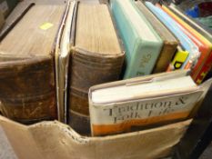 Box of vintage books including annuals, Bibles etc