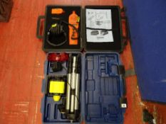 Cased gas tester and a cased tripod spirit level