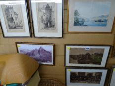 Group of six various framed prints