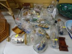 Collection of ships in bottles