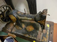 Old hand driven Jones sewing machine
