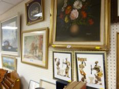 African prints, still life painting, Rolls Royce collage and a parcel of 'The War Illustrated' books