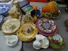 Mixed selection of decorative wall plates, Fieldings dressing table ware etc